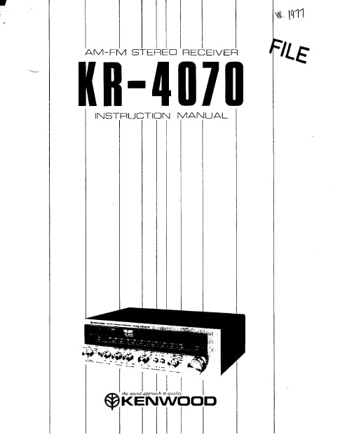 KENWOOD KR-4070 AM FM STEREO RECEIVER INSTRUCTION MANUAL 12 PAGES ENG