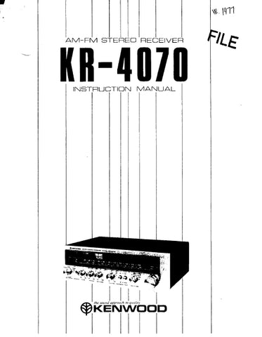 KENWOOD KR-4070 AM FM STEREO RECEIVER INSTRUCTION MANUAL 12 PAGES ENG