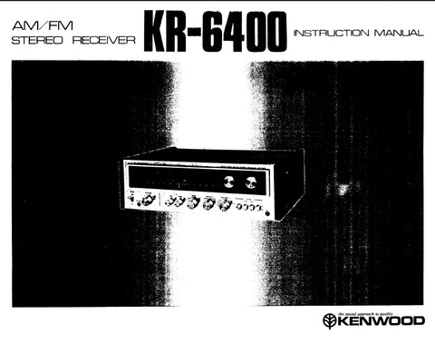 KENWOOD KR-6400 AM FM STEREO RECEIVER INSTRUCTION MANUAL 15 PAGES ENG