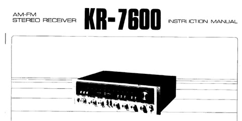 KENWOOD KR-7600 AM FM STEREO RECEIVER INSTRUCTION MANUAL 15 PAGES ENG