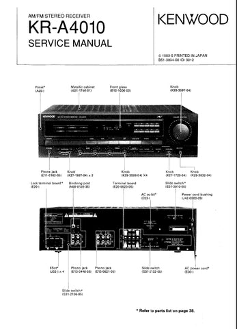 KENWOOD KR-A4010 AM FM STEREO RECEIVER SERVICE MANUAL INC SCHEMATIC DIAGRAMS 36 PAGES ENG