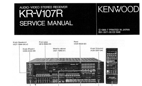 KENWOOD KR-V107R AV STEREO RECEIVER SERVICE MANUAL INC SCHEMS 59 PAGES ENG