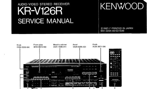 KENWOOD KR-V126R AV STEREO RECEIVER SERVICE MANUAL INC SCHEMATIC DIAGRAMS 42 PAGES ENG