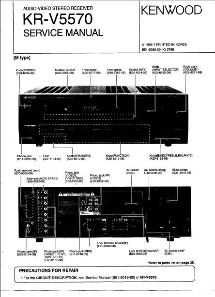 KENWOOD KR-V5570 AV STEREO RECEIVER SERVICE MANUAL INC SCHEMS 33 PAGES ENG