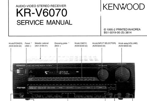 KENWOOD KR-V6070 AV STEREO RECEIVER SERVICE MANUAL INC SCHEMS 36 PAGES ENG