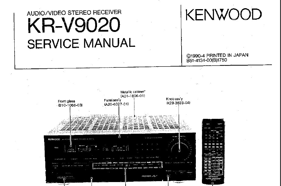 KENWOOD KR-V9020 AV STEREO RECEIVER SERVICE MANUAL INC SCHEMATIC DIAGRAMS 71 PAGES ENG