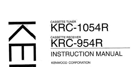 KENWOOD KRC-1054R CASSETTE TUNER KRC-954R CASSETTE RECEIVER INSTRUCTION MANUAL 63 PAGES ENG