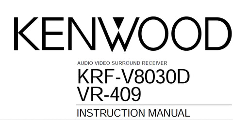 KENWOOD KRF-V8030D AV SURROUND RECEIVER INSTRUCTION MANUAL 42 PAGES ENG