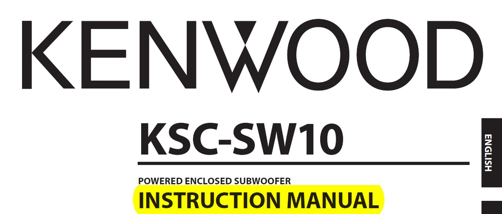 KENWOOD KSC-SW10 POWERED SUBWOOFER INSTRUCTION MANUAL 9 PAGES ENG