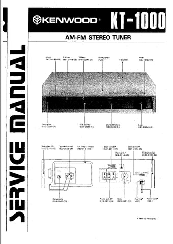 KENWOOD KT-1000 AM FM STEREO TUNER SERVICE MANUAL INC SCHEMATIC DIAGRAMS 22 PAGES ENG