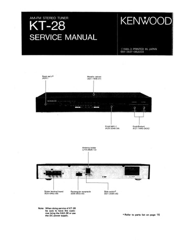 KENWOOD KT-28 AM FM STEREO TUNER SERVICE MANUAL INC SCHEMATIC DIAGRAMS 13 PAGES ENG