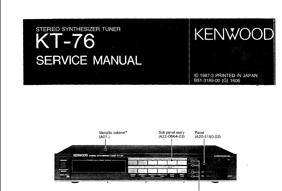 KENWOOD KT-76 STEREO SYNTHESIZER TUNER SERVICE MANUAL INC SCHEMS 28 PAGES ENG