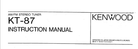 KENWOOD KT-87 AM FM STEREO TUNER INSTRUCTION MANUAL 15 PAGES ENG