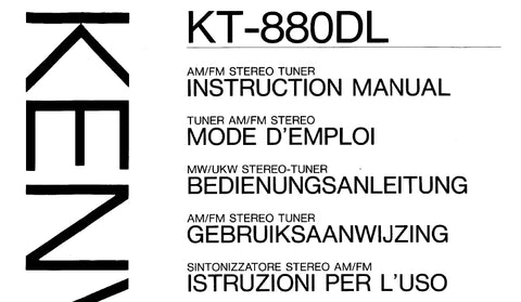 KENWOOD KT-880DL AM FM STEREO TUNER INSTRUCTION MANUAL MODE D'EMPLOI BEDIENUNGSANLEITUNG GEBRUIKSAANWIJZING ISTRUZIONI PER L'USO 32 PAGES ENG FR DE NL IT