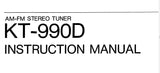 KENWOOD KT-990D AM FM STEREO TUNER INSTRUCTION MANUAL 24 PAGES ENG