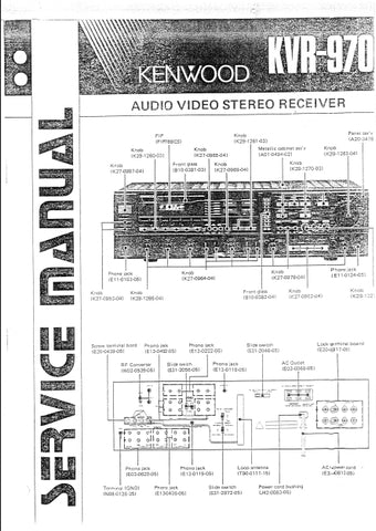 KENWOOD KVR-970 AV STEREO RECEIVER SERVICE MANUAL INC SCHEMS 22 PAGES ENG