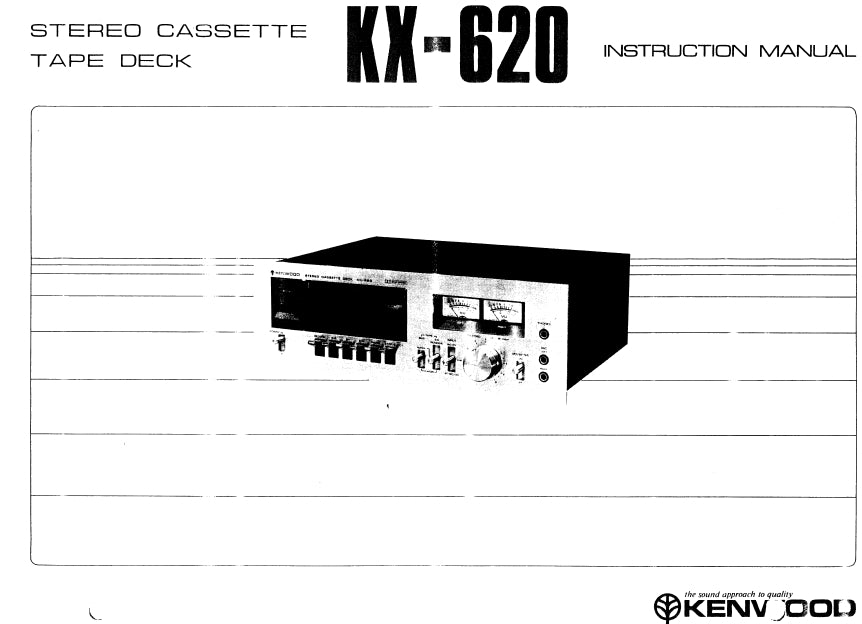 KENWOOD KX-620 STEREO CASSETTE TAPE DECK INSTRUCTION MANUAL 12 PAGES ENG