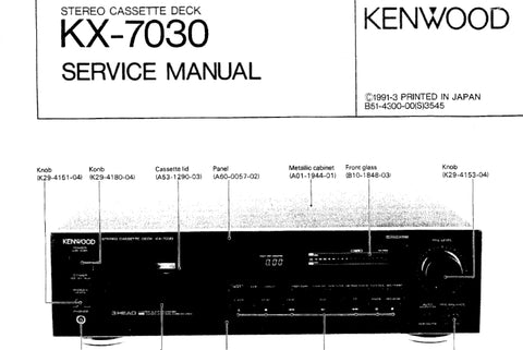 KENWOOD KX-7030 STEREO CASSETTE DECK SERVICE MANUAL INC SCHEMATIC DIAGRAMS 40 PAGES ENG