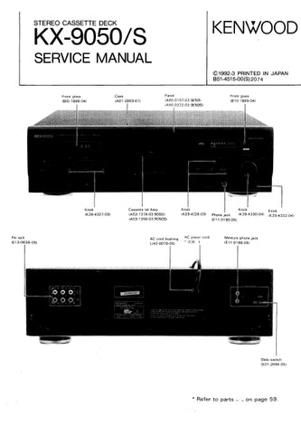 KENWOOD KX-9050 KX-9050S STEREO CASSETTE DECK SERVICE MANUAL INC SCHEMS 59 PAGES ENG