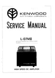 KENWOOD L-07MII HIGH SPEED DC AMPLIFIER SERVICE MANUAL INC SCHEMATIC DIAGRAMS 34 PAGES ENG