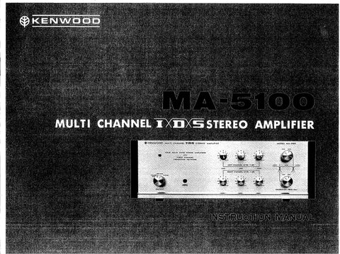 KENWOOD MA-5100 MULTI CHANNEL IDS STEREO AMPLIFIER INSTRUCTION MANUAL 16 PAGES ENG