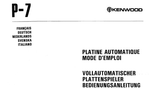 KENWOOD P-7 VOLLAUTOMATISCHER PLATTENSPIELER BEDIENUNGSANLEITUNG 12 SEITE DEUT