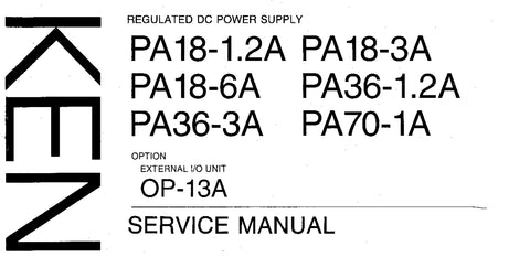 KENWOOD PA18-1.2A PA18-3A PA18-6A PA36-1.2A PA36-3A PA70-1A REGULATED DC POWER SUPPLY SERVICE MANUAL INC SCHEMS 29 PAGES ENG