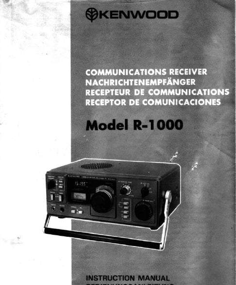 KENWOOD R-1000 COMMUNICATIONS RECEIVER INSTRUCTION MANUAL 19 PAGES ENG