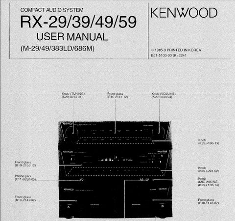 KENWOOD RX-29 RX-39 RX-49 RX-59 COMPACT AUDIO SYSTEM USER MANUAL 80 PAGES ENG