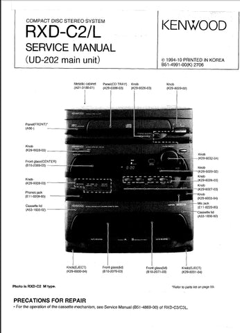 KENWOOD RXD-C2 RXD-C2L CD STEREO SYSTEM SERVICE MANUAL INC SCHEMS 54 PAGES ENG