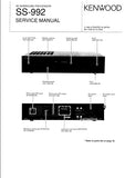 KENWOOD SS-992 AV SURROUND RECEIVER SERVICE MANUAL INC SCHEM DIAGS 22 PAGES ENG