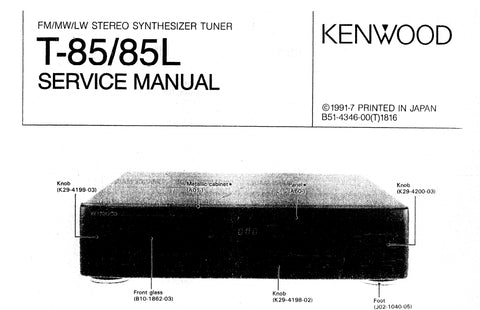 KENWOOD T-85 T-85L FM MW LW STEREO SYNTHESIZER TUNER SERVICE MANUAL INC SCHEMS 24 PAGES ENG