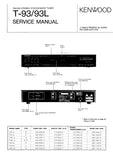 KENWOOD T-93 T-93L FM AM  STEREO SYNTHESIZER TUNER SERVICE MANUAL INC SCHEMATIC DIAGRAMS 40 PAGES ENG