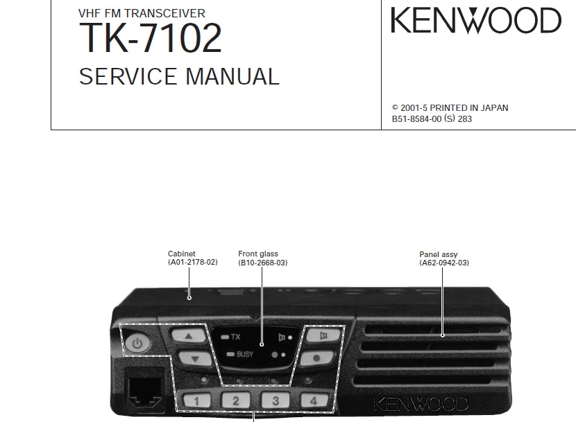 KENWOOD TK-7102 VHF FM TRANSCEIVER SERVICE MANUAL INC SCHEMATIC DIAGRAMS 39 PAGES ENG