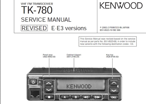 KENWOOD TK-780 VHF FM TRANSCEIVER SERVICE MANUAL INC SCHEMATIC DIAGRAMS 66 PAGES ENG