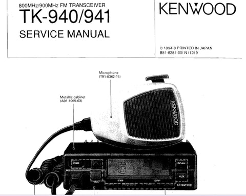 KENWOOD TK-940 TK-941 800/900MHz FM TRANSCEIVER SERVICE MANUAL INC SCHEMATIC DIAGRAMS 84 PAGES ENG