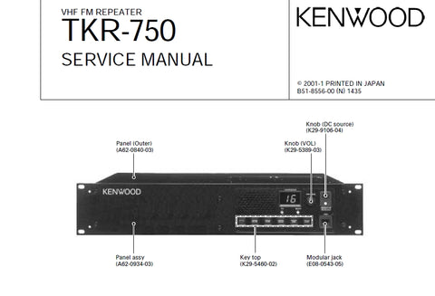 KENWOOD TKR-750 VHF FM REPEATER SERVICE MANUAL INC SCHEMATIC DIAGRAMS 69 PAGES ENG