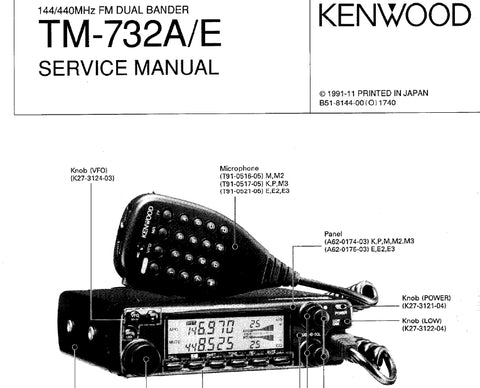 KENWOOD TM-732A TM-732E 144/440MHZ FM DUAL BANDER SERVICE MANUAL INC SCHEMATIC DIAGRAMS 82 PAGES ENG