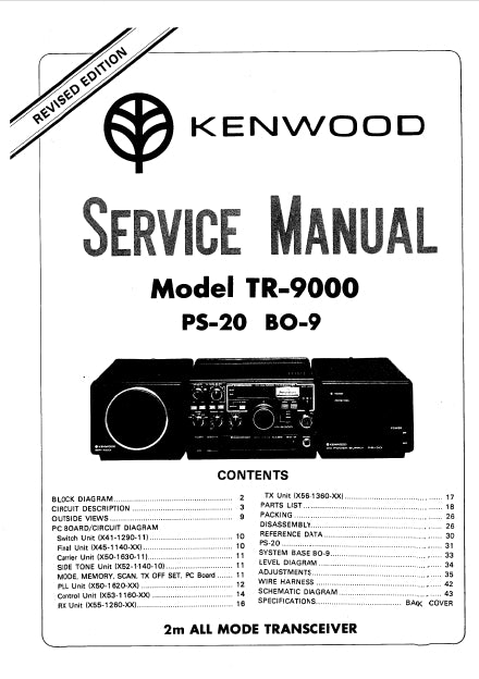 KENWOOD TR-9000 2M ALL MODE TRANSCEIVER SERVICE MANUAL INC SCHEMATIC DIAGRAMS 42 PAGES ENG