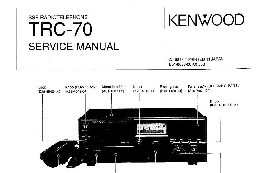 KENWOOD TRC-70 SSB RADIOTELEPHONE SERVICE MANUAL INC SCHEMS 122 PAGES ENG