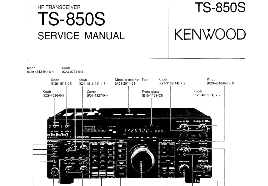 KENWOOD TS-850S HF TRANSCEIVER SERVICE MANUAL INC SCHEMATIC DIAGRAMS 1 –  THE MANUALS SERVICE