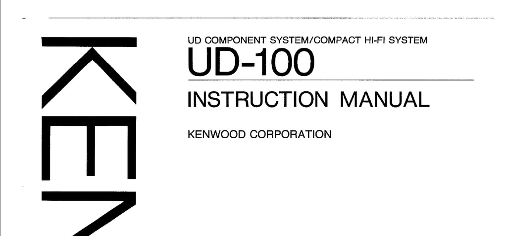 KENWOOD UD-100 UD COMPONENT SYSTEM COMPACT HIFI SYSTEM INSTRUCTION MANUAL 72 PAGES ENG