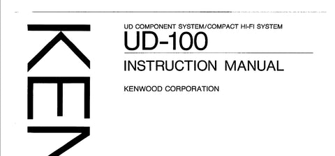 KENWOOD UD-100 UD COMPONENT SYSTEM COMPACT HIFI SYSTEM INSTRUCTION MANUAL 72 PAGES ENG