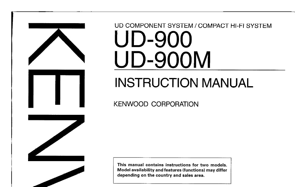 KENWOOD UD-900 UD-900M UD COMPONENT SYSTEM/COMPACT HIFI SYSTEM INSTRUCTION MANUAL 84 PAGES ENG