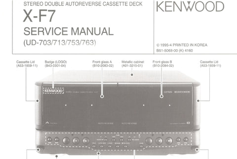 KENWOOD X-F7 STEREO DOUBLE AUTOREVERSE CASSETTE DECK SERVICE MANUAL INC SCHEMATIC DIAGRAMS 26 PAGES ENG