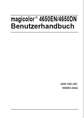 KONICA MINOLTA MAGICOLOR 4650EN 4650DN DRUCKER BENUTZERHANDBUCH 288 SEITE DEUT