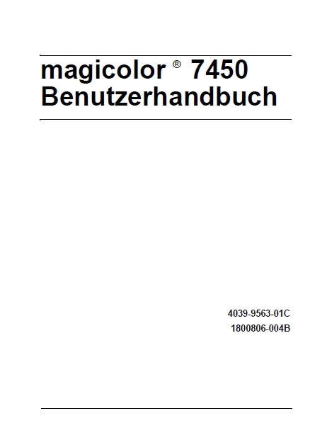 KONICA MINOLTA MAGICOLOR 7450 DRUCKER BENUTZERHANDBUCH 276 SEITE DEUT