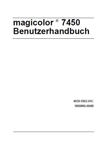 KONICA MINOLTA MAGICOLOR 7450 DRUCKER BENUTZERHANDBUCH 276 SEITE DEUT