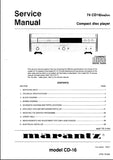 MARANTZ CD-16 CD PLAYER SERVICE MANUAL INC SCHEMATIC DIAGRAMS 61 PAGES ENG