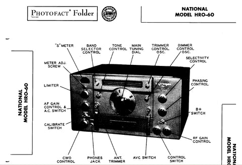 NATIONAL HRO-60 MULTIBAND COMMUNICATIONS RECEIVER SERVICE MANUAL INC SCHEMATIC DIAGRAMS 15 PAGES ENG (